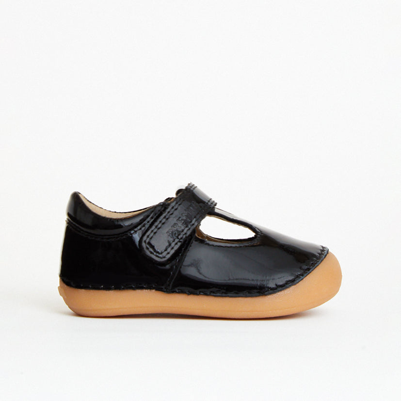 Atlas Black Patent First Walker Shoe