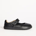 Dawn Black Leather Juniors Barefoot Mary-Jane School Shoe